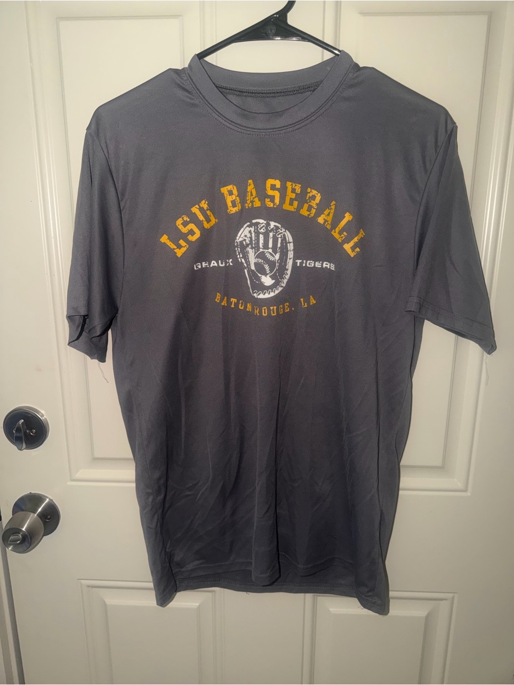 Augusta Sportswear Gray LSU Baseball Graphic Tee with Yellow Print
